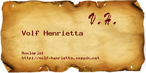 Volf Henrietta névjegykártya